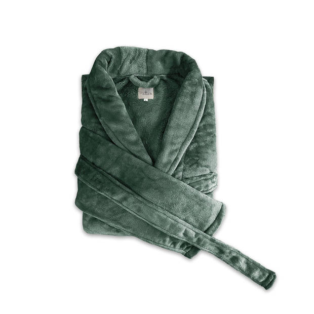 LINNICK Flanel Fleece Badjas Uni - olijf groen - S