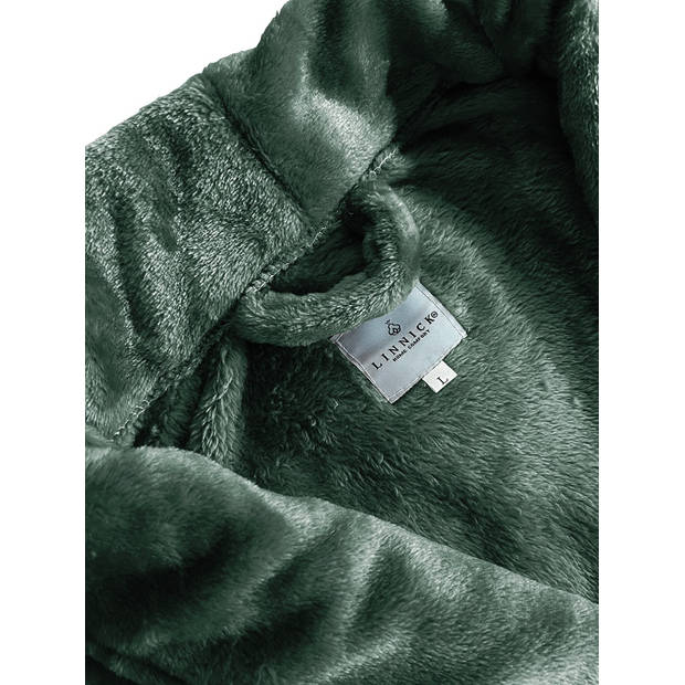 LINNICK Flanel Fleece Badjas Uni - olijf groen - M