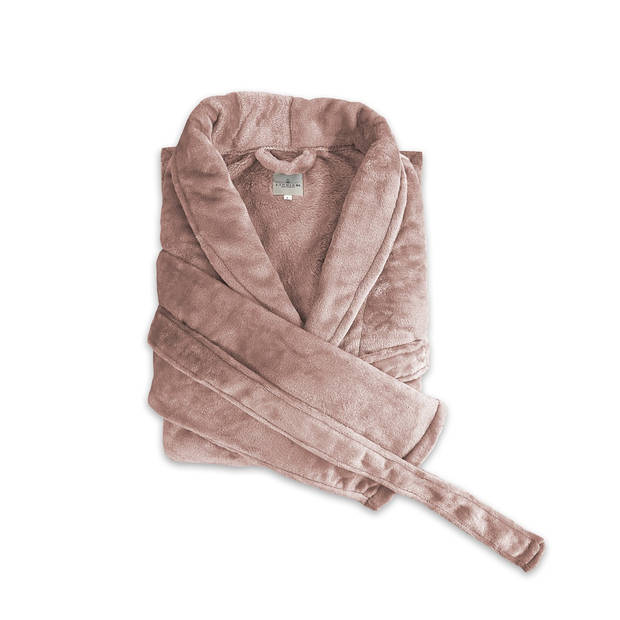 LINNICK Flanel Fleece Badjas Uni - licht roze - L