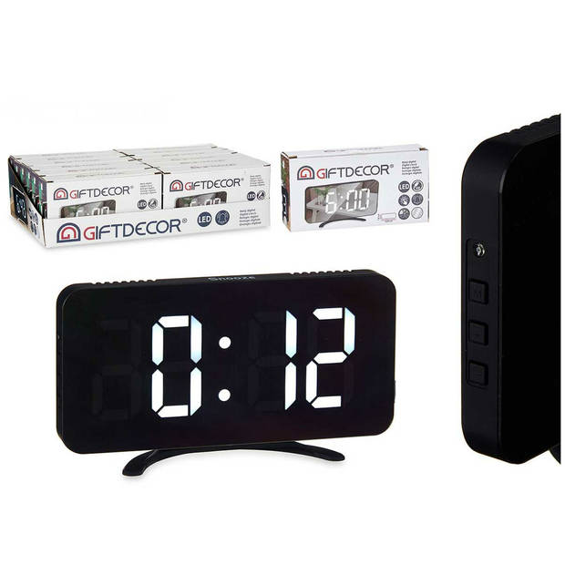 Giftdecor Tafelklok/wekker/alarmklok Home Phone - zwart - kunststof - 16 x 8 cm- Digitaal - Wekkers