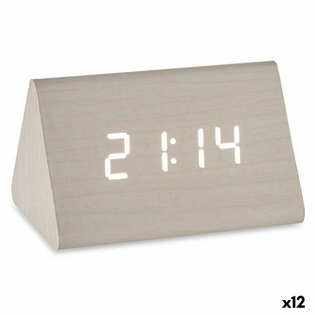 Digitale Tafelklok Wit PVC Hout MDF 11,7 x 7,5 x 8 cm (12 Stuks)