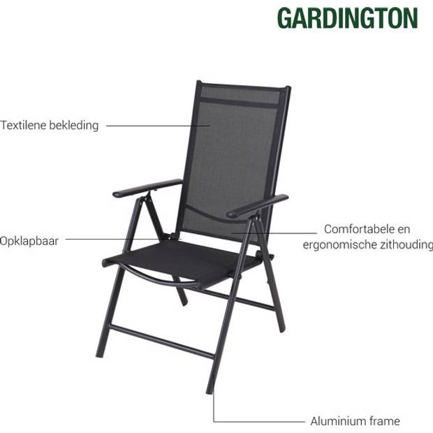 Gardington Tuinstoelen – Vouwstoel voor op Terras/Tuin/Camping – Tuinset – Campingstoe; - Antraciet – Set van 2