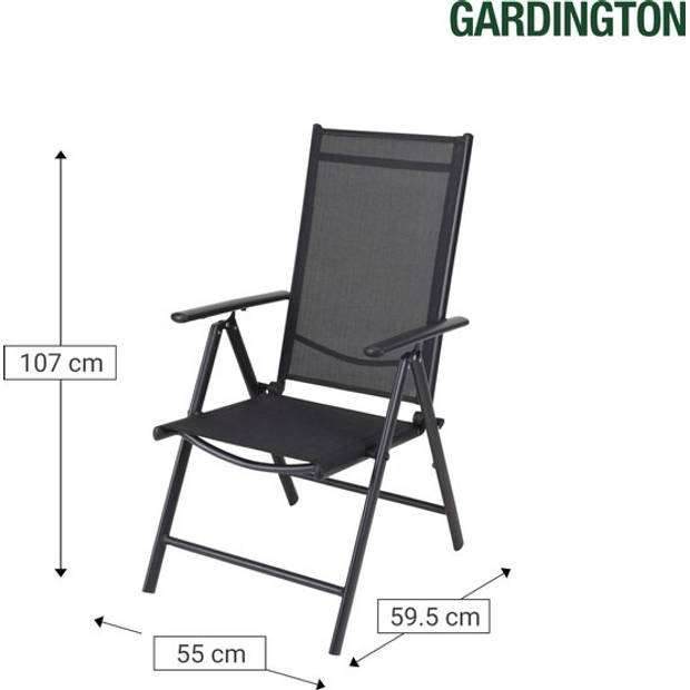 Gardington Tuinstoelen – Vouwstoel voor op Terras/Tuin/Camping – Tuinset – Campingstoe; - Antraciet – Set van 2