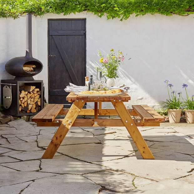 AXI Julie Picknicktafel van hout in Bruin voor max 6 personen Picknick tuin set voor volwassenen in klassiek design