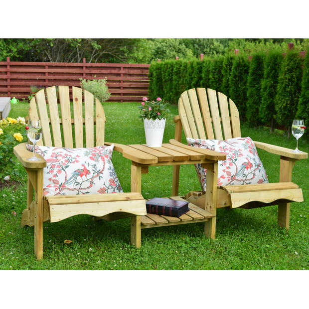 AXI Valerie Dubbele tuinstoel met tafeltje van hout Loungestoel tuin voor 2 personen