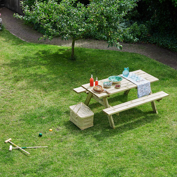 AXI Julie Picknicktafel van hout in Naturel voor max 6 personen Picknick tuin set voor volwassenen in klassiek design