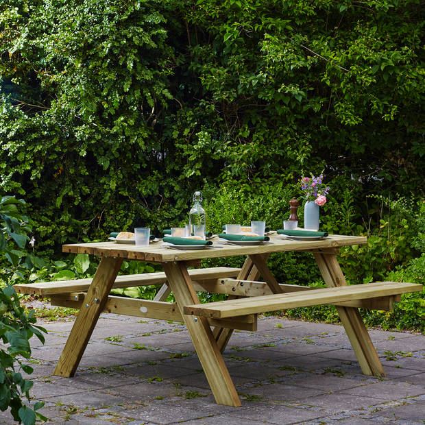 AXI Julie Picknicktafel van hout in Naturel voor max 6 personen Picknick tuin set voor volwassenen in klassiek design