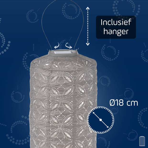 Lumiz Solar tuinverlichting Mandela Cylinder - 18 cm - Licht Taupe
