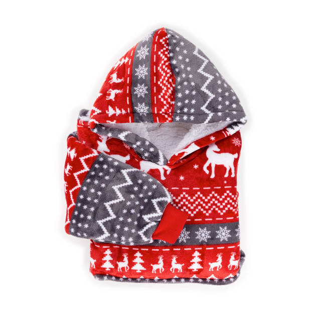 Vitapur - Hoodie deken + sokken kind - Rood Kerst