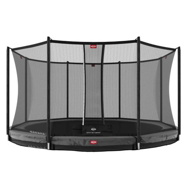 BERG Trampoline Champion met Veiligheidsnet - Safetynet Comfort - InGround - 430 cm - Grijs - met Airflow - Twinspring