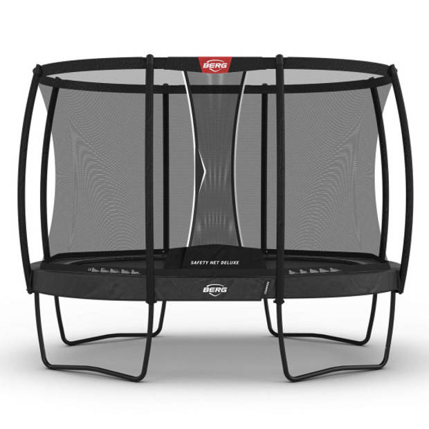 BERG Trampoline Grand Champion met Veiligheidsnet - Safetynet Deluxe - 350 x 250 cm - Ovaal - Grijs - Airflow PRO