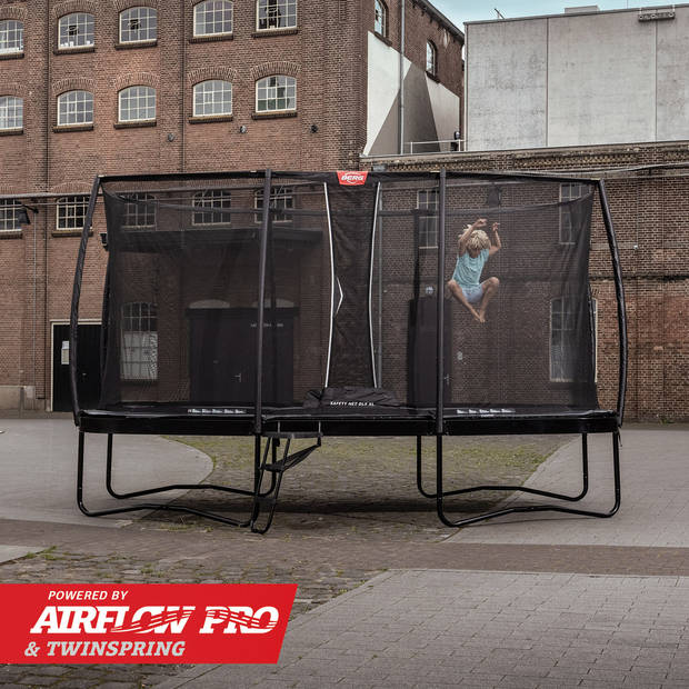 BERG Trampoline Ultim Champion met Veiligheidsnet - Safetynet Deluxe XL - 500 x 300 cm - Grijs met Airflow PRO Springmat