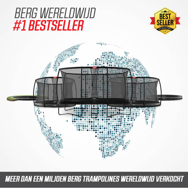 BERG Trampoline Favorit met Veiligheidsnet - Safetynet Comfort - InGround - 380 cm - Groen
