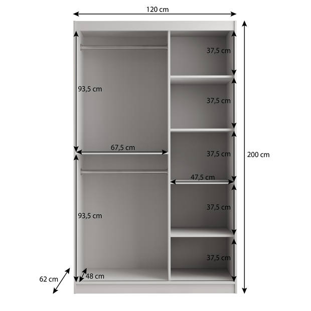 Meubella Kledingkast Rotana - Wit - 120 cm