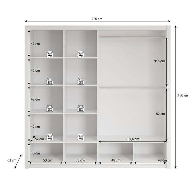 Meubella Kledingkast Blake - Mat Zwart - 220 cm