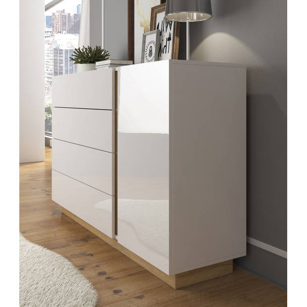 Meubella Dressoir Ashley - Wit - Eiken - 138 cm