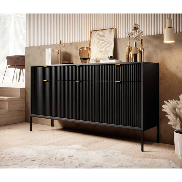 Meubella Dressoir Navil - Zwart - 154 cm