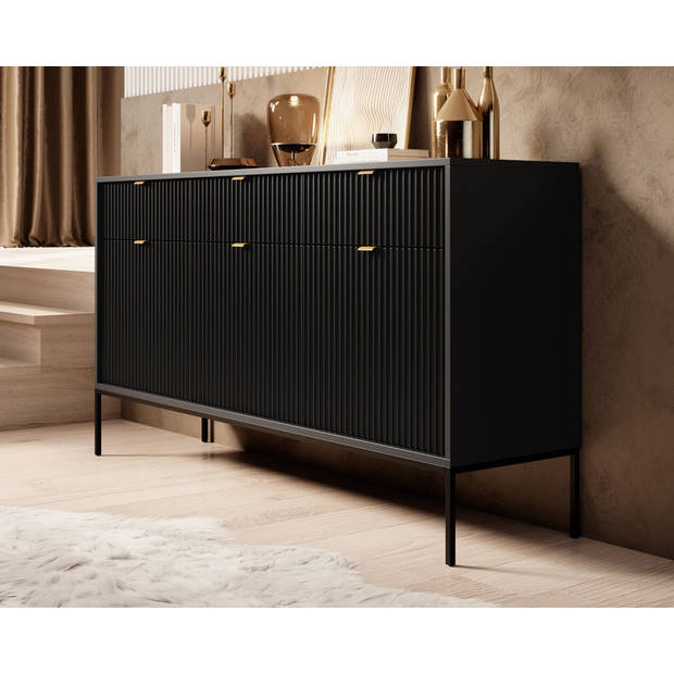 Meubella Dressoir Navil - Zwart - 154 cm