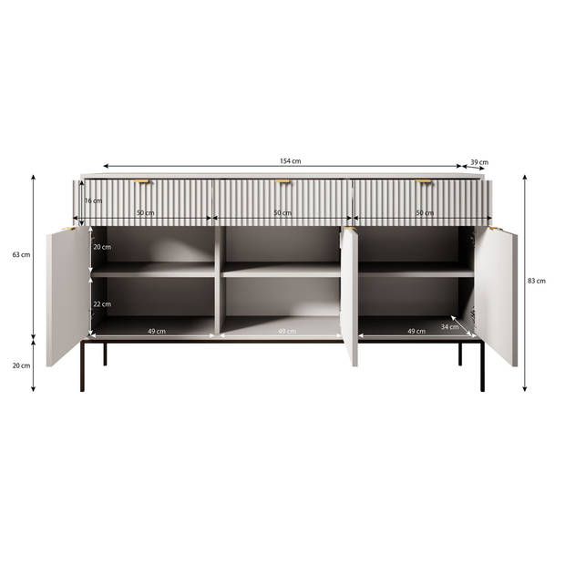 Meubella Dressoir Navil 2 - Groen - 154 cm