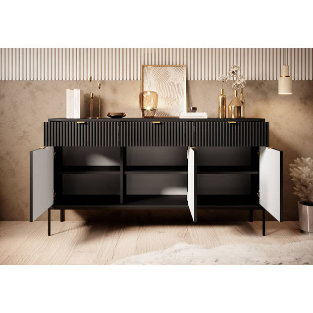 Meubella Dressoir Navil - Zwart - 154 cm