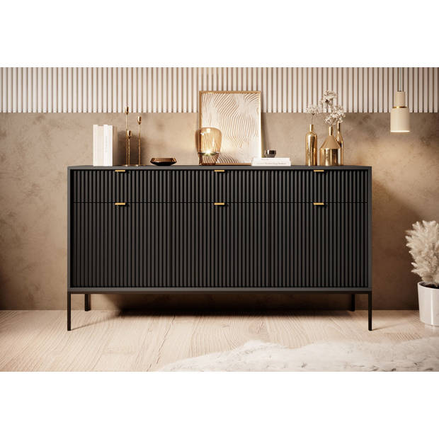 Meubella Dressoir Navil - Zwart - 154 cm