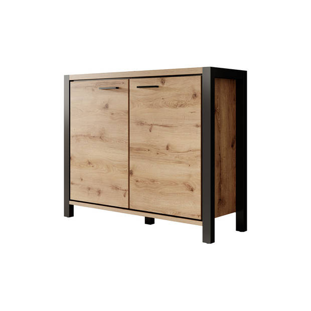 Meubella Dressoir Acapulco - Eiken - Zwart - 112 cm