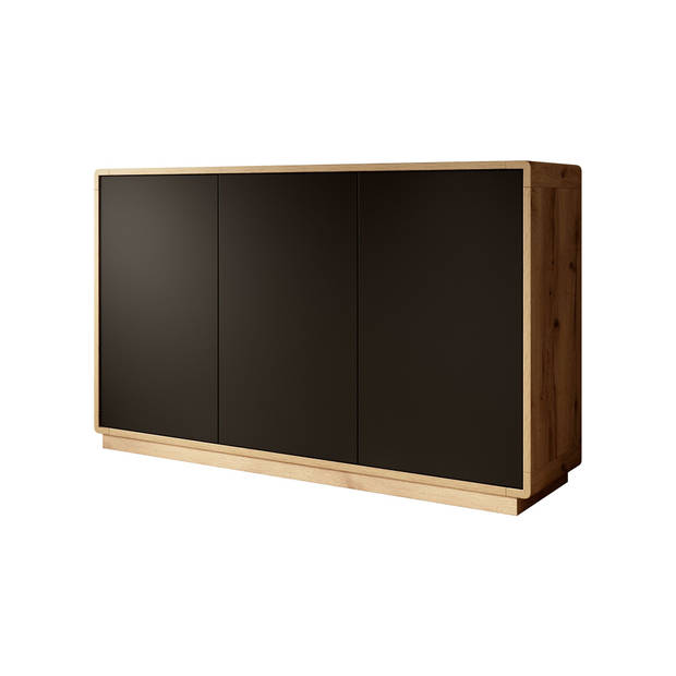 Meubella Dressoir Acuna - Mat zwart - Eiken - 160 cm