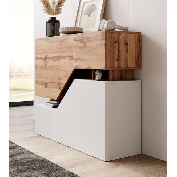 Meubella Dressoir Canberra - Eiken - Wit - 120 cm