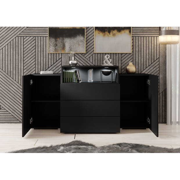 Meubella Dressoir Universal - Mat Zwart - 150 cm