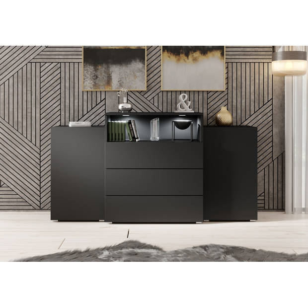 Meubella Dressoir Universal - Mat Zwart - 150 cm