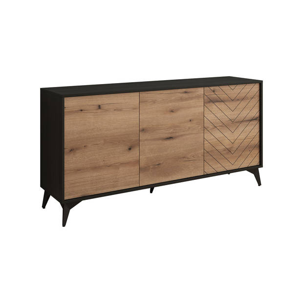 Meubella Dressoir Dolores - Eiken - Zwart - 154 cm