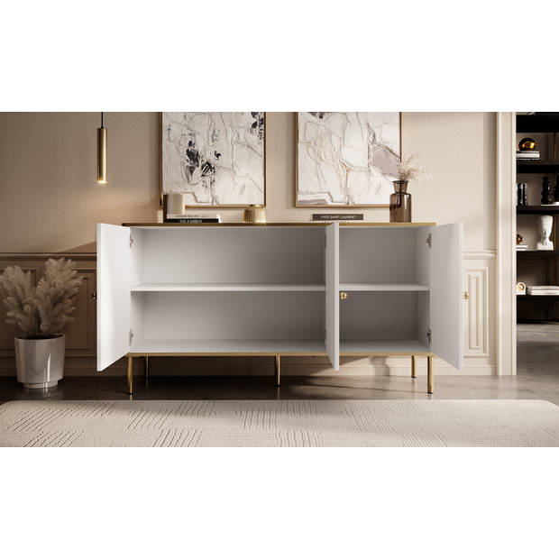 Meubella Dressoir Vanty - Wit - 140 cm