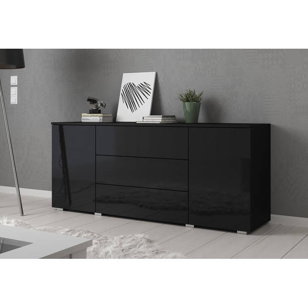 Meubella Dressoir Pure - Zwart - 150 cm