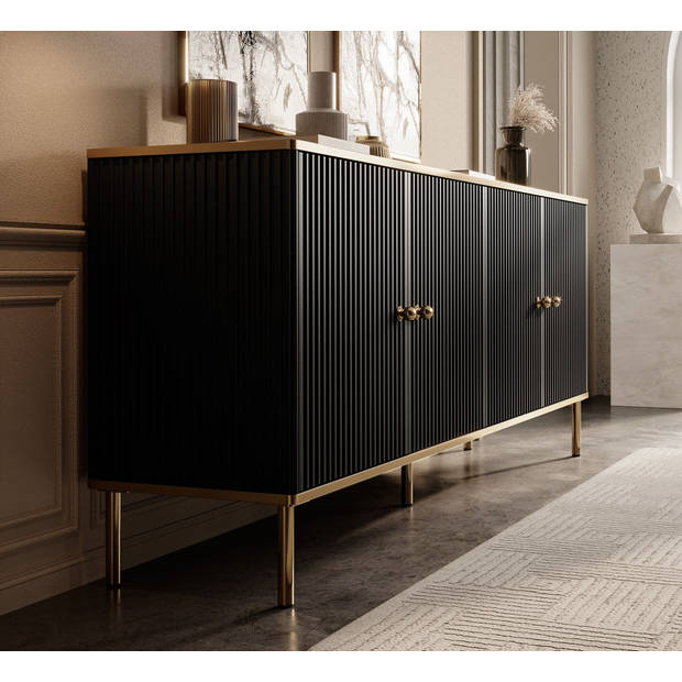 Meubella Dressoir Vanty - Zwart - 182 cm