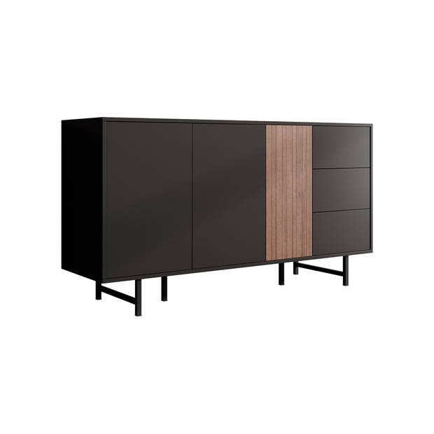 Meubella Dressoir Prince - Zwart - Eiken - 150 cm