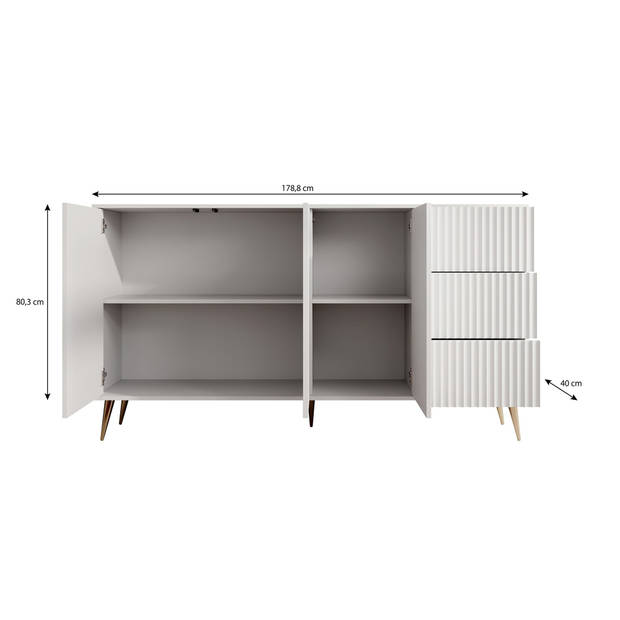 Meubella Dressoir Winq - Wit - 180 cm