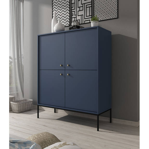 Meubella Dressoir Moreno - Blauw - 104 cm - Hoog