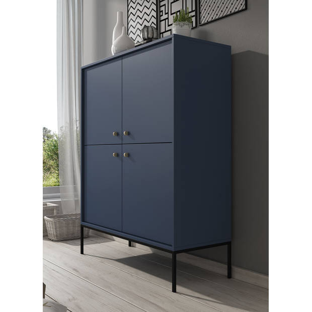 Meubella Dressoir Moreno - Blauw - 104 cm - Hoog