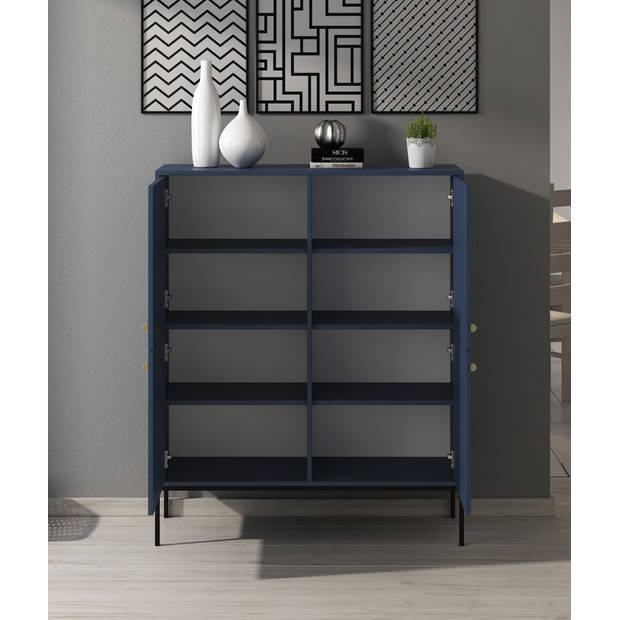 Meubella Dressoir Moreno - Blauw - 104 cm - Hoog