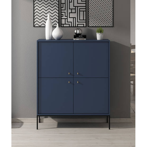 Meubella Dressoir Moreno - Blauw - 104 cm - Hoog