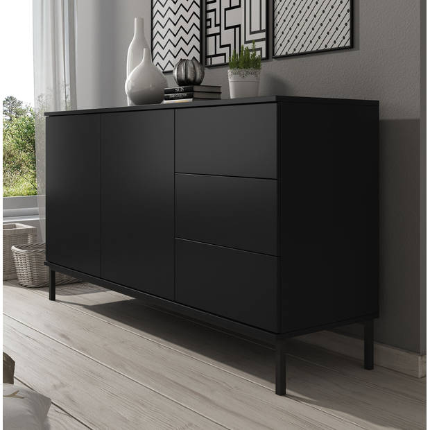 Meubella Dressoir Queen - Mat Zwart - 150 cm