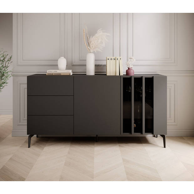 Meubella Dressoir Torres - Antraciet - 150 cm - 3 lades