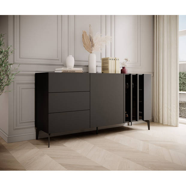 Meubella Dressoir Torres - Antraciet - 150 cm - 3 lades