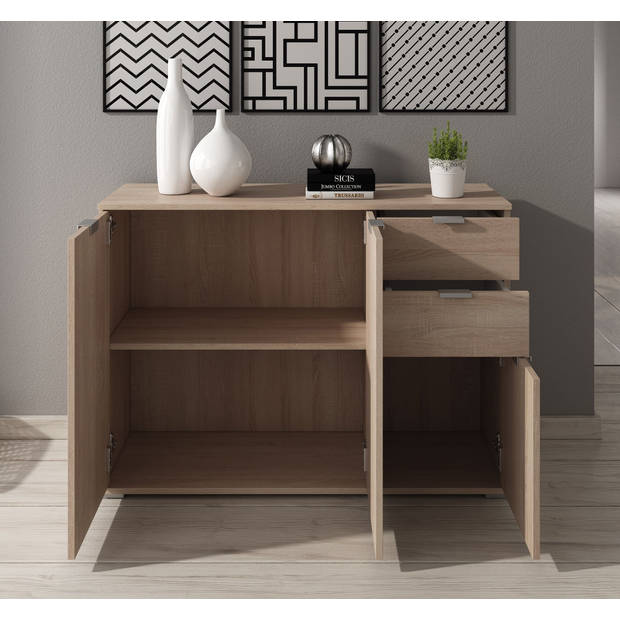 Meubella Dressoir Adita 3 - Licht eiken - 107 cm