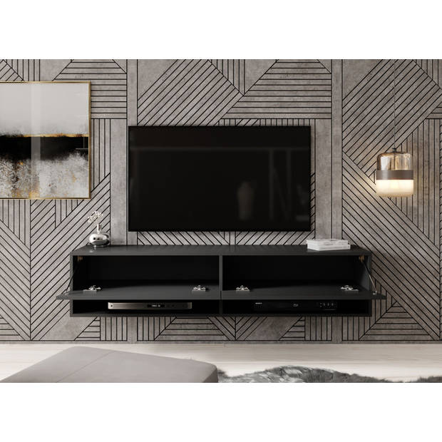 Meubella TV-Meubel Asino - Mat Zwart - 140 cm