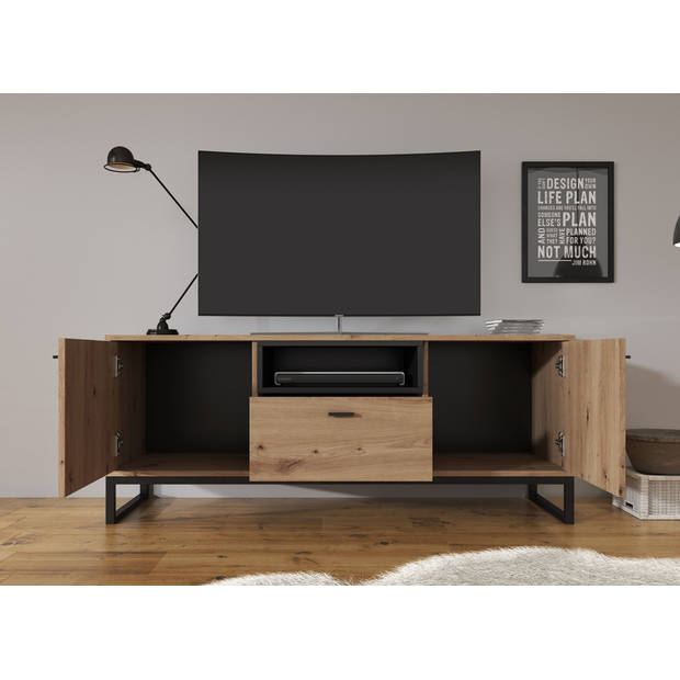 Meubella TV-Meubel Ozzy - Eiken - Zwart - 135 cm