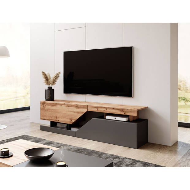 Meubella TV-Meubel Canberra - Eiken - Antraciet - 160 cm