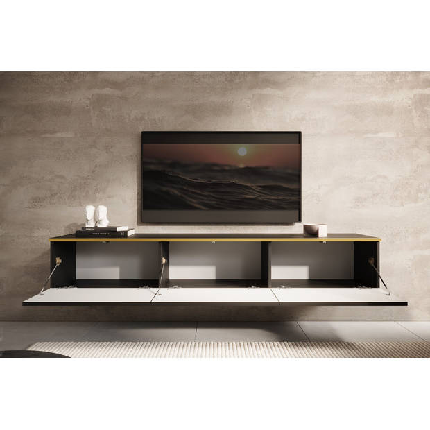 Meubella TV-Meubel Orleans 2 - Zwart - 175 cm