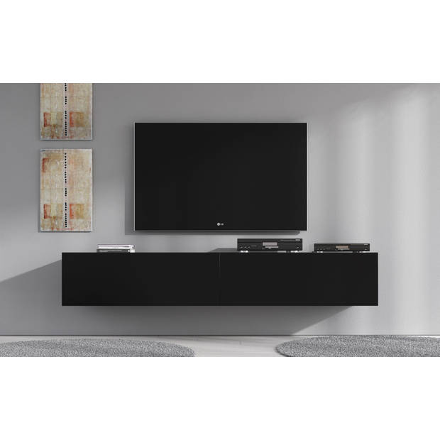 Meubella TV-Meubel Flame XL - Mat Zwart - 180 cm