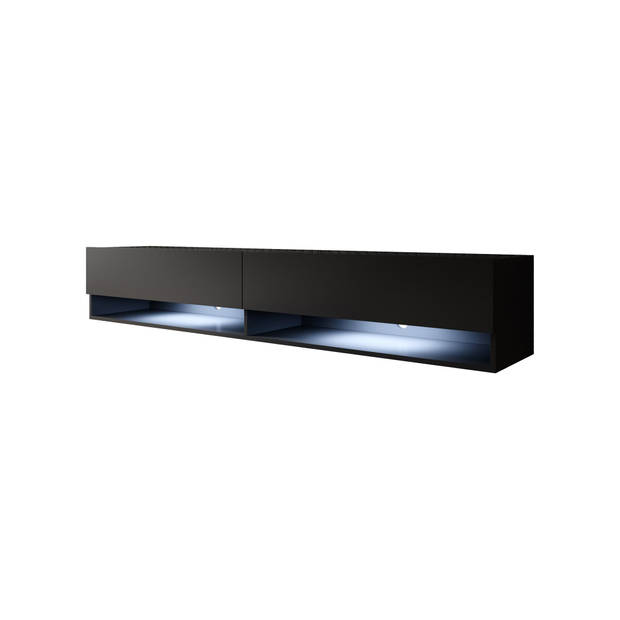 Meubella TV-Meubel Asino LED - Mat Zwart - 180 cm